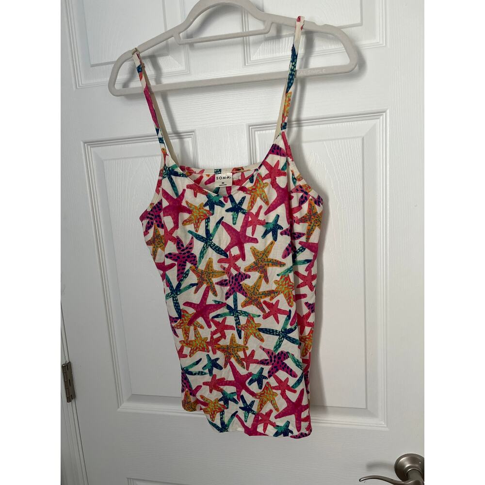 Soma Pajama Tank Cami – Size Medium – Colorful Sea starfish Print